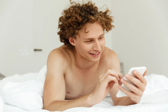Gay man chatting